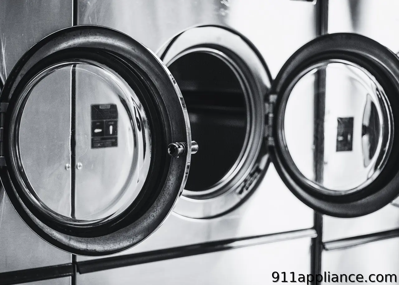 Commercial washing machine doors open