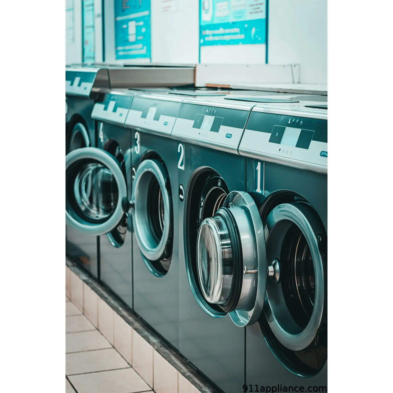 Row of washing machines