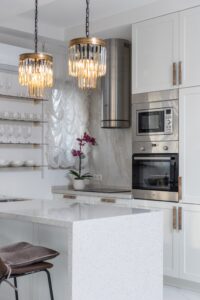 Modern white kitchen island