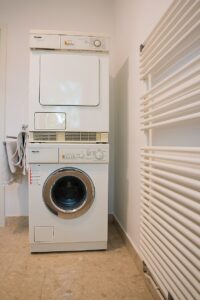 A washer and dryer in a small room.