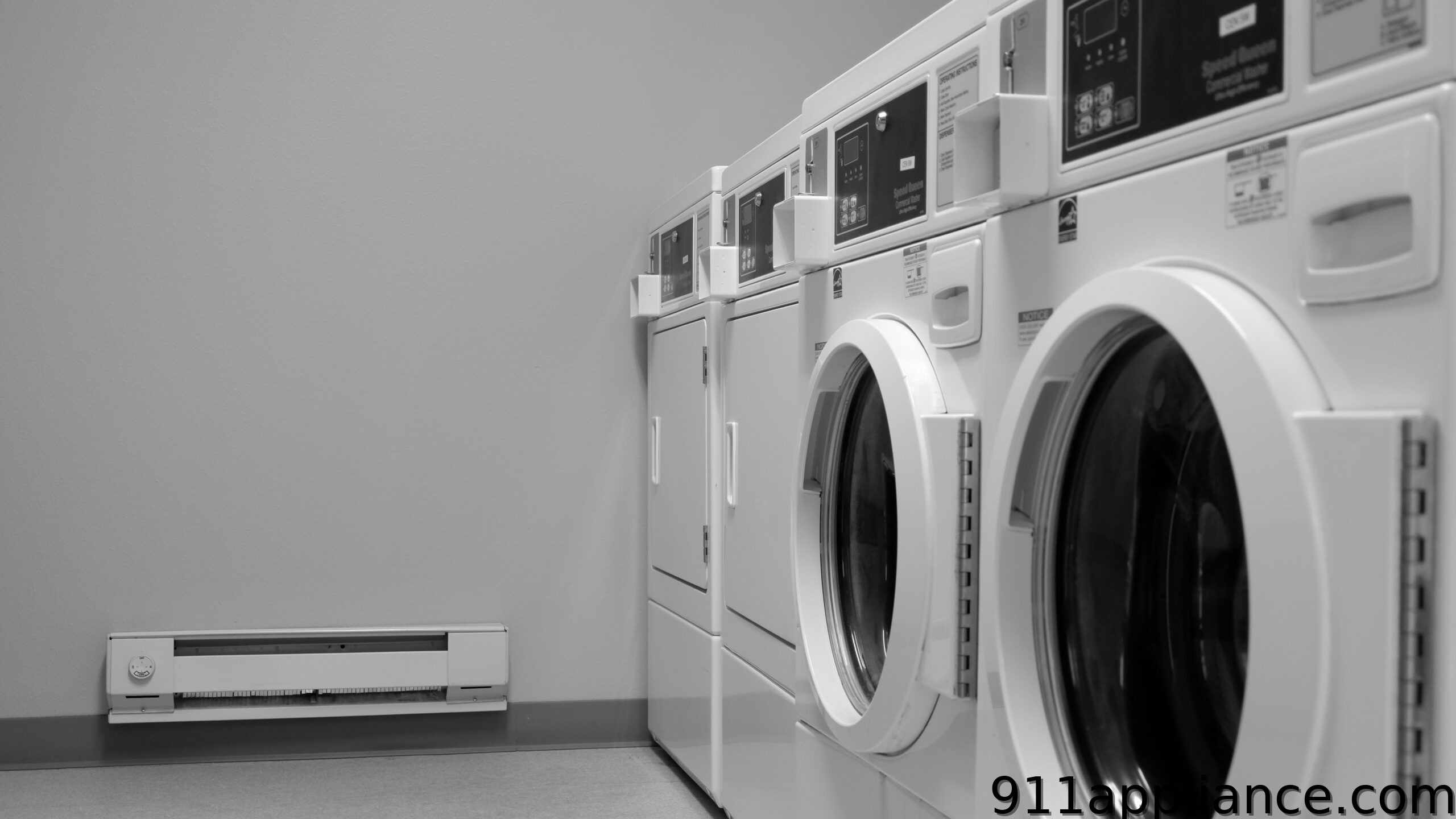 Washing machines in a laundry room