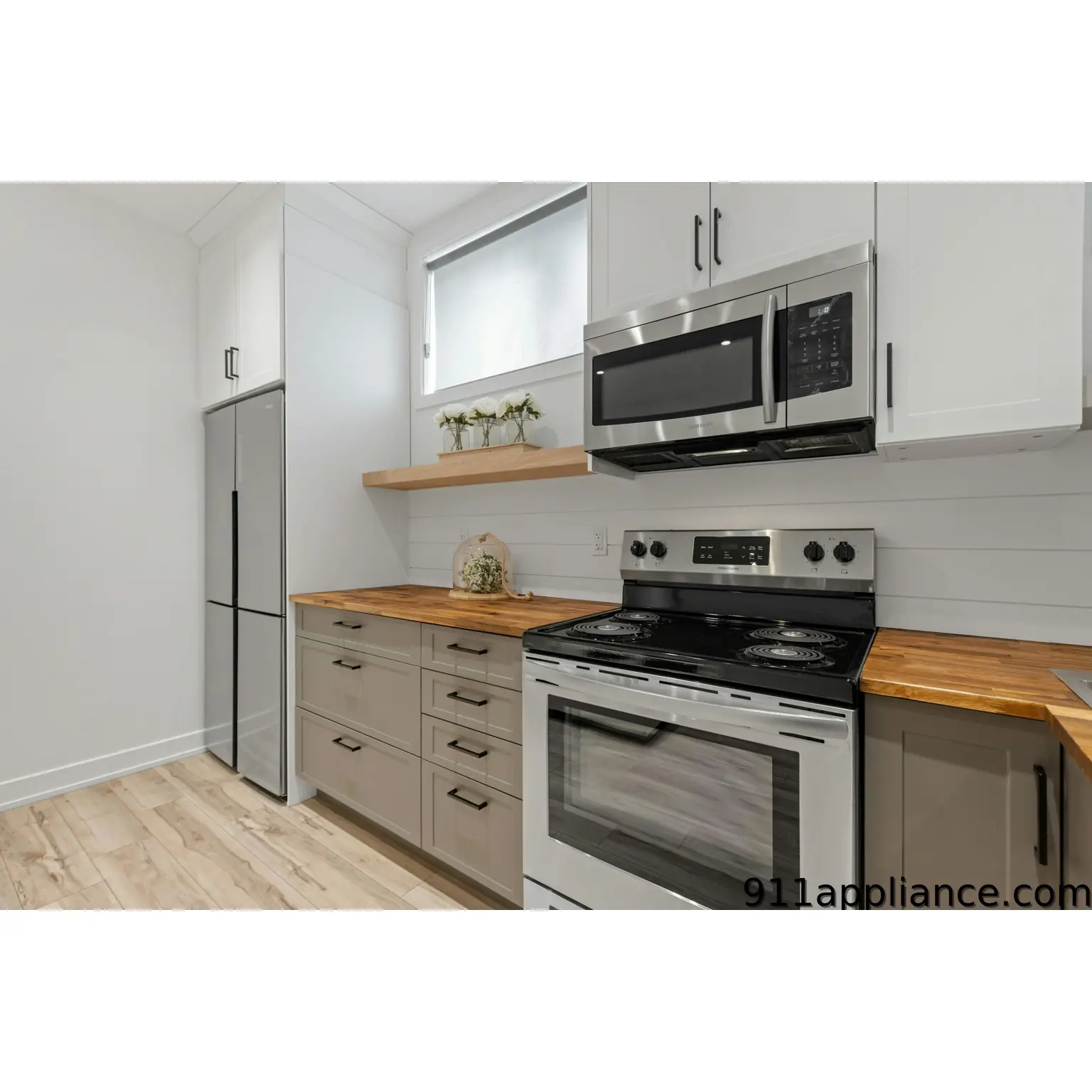 Modern kitchen with stainless steel appliances