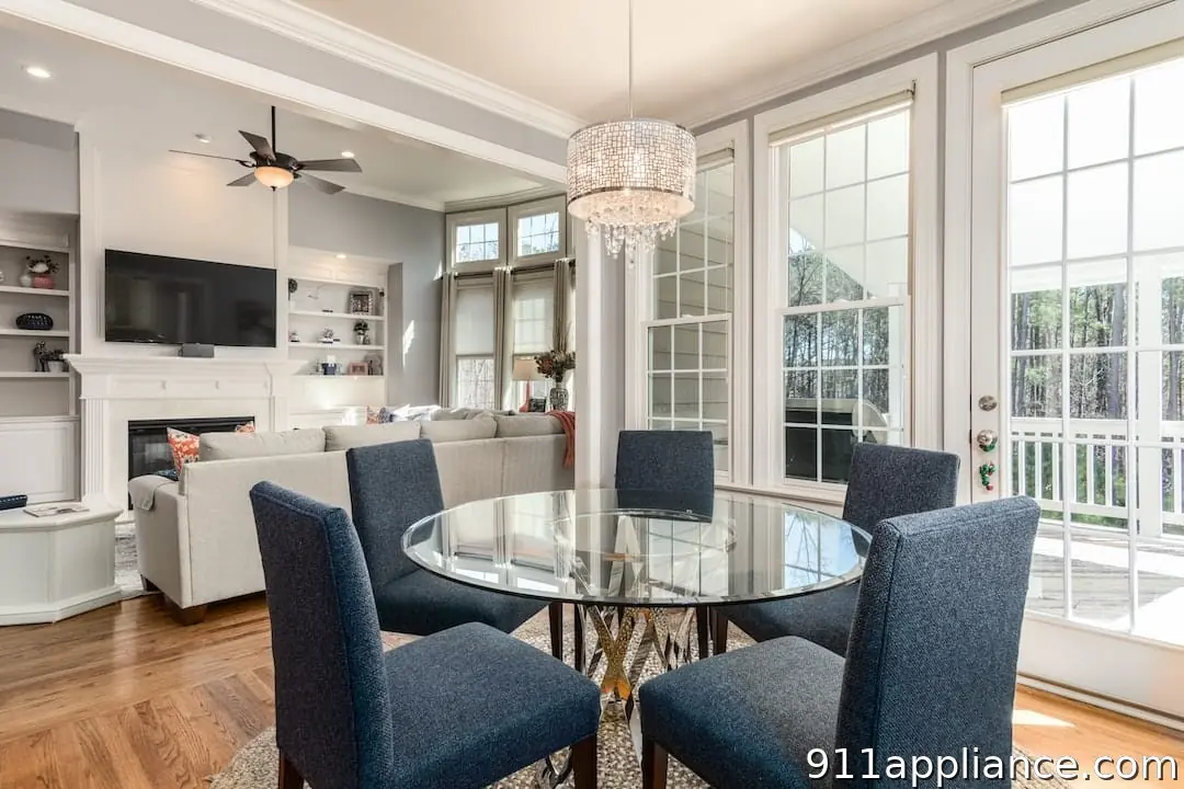 Dining room with glass table