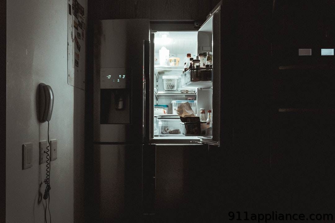 Open refrigerator light glows