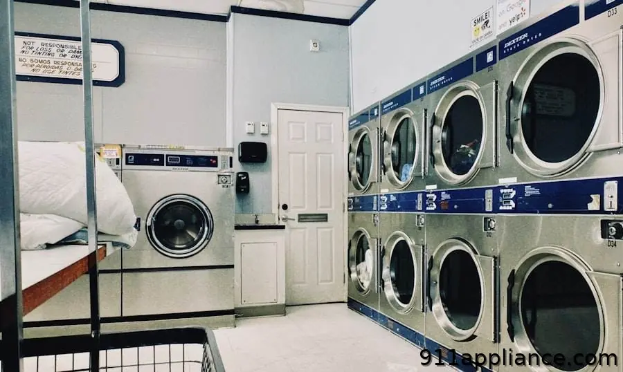 Commercial laundry room with washers
