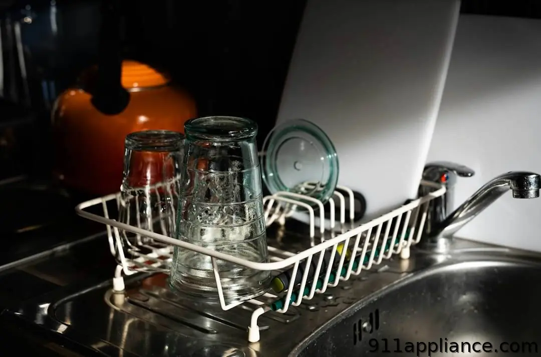 Glasses drying in rack
