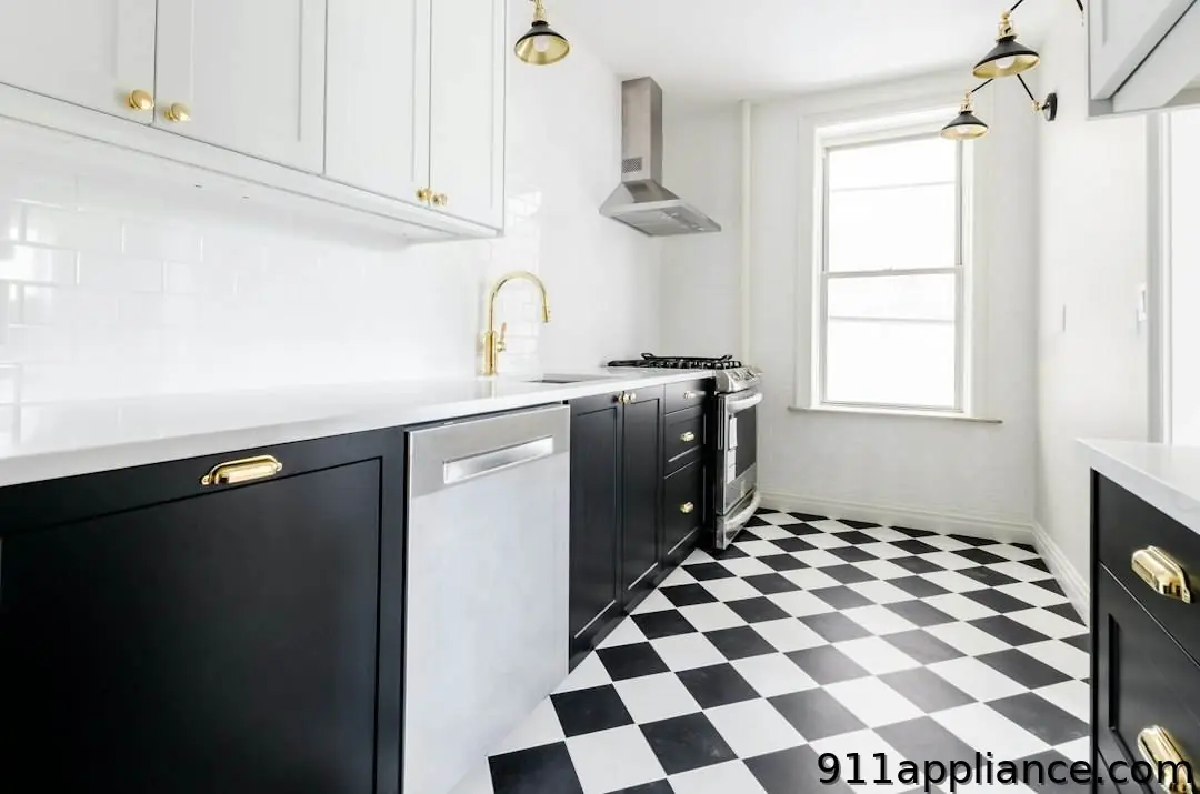 Modern black and white kitchen