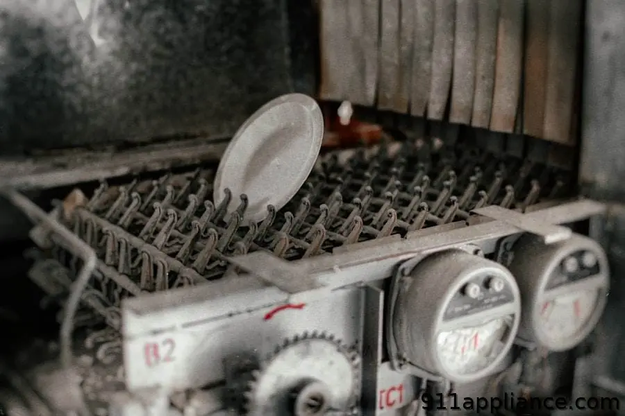 Dirty industrial dishwasher racks