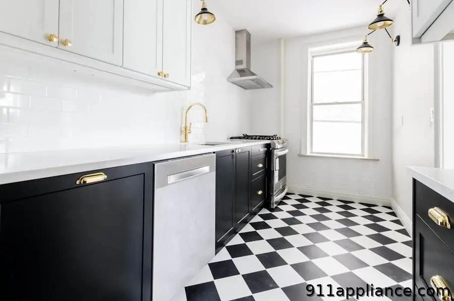 Modern black and white kitchen
