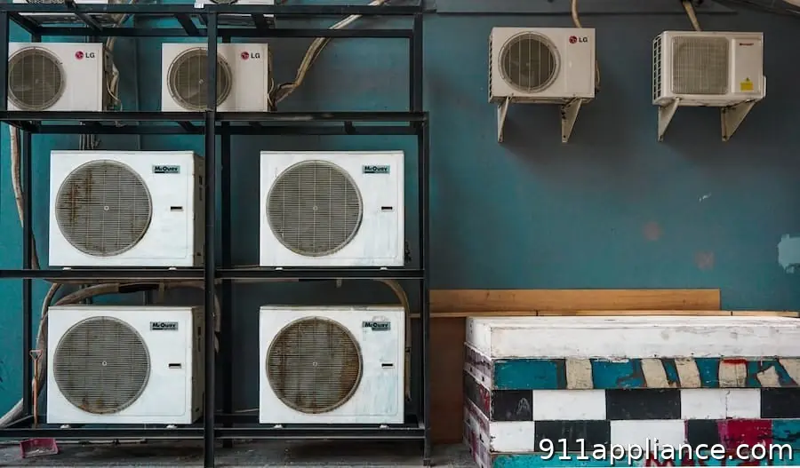 Multiple air conditioning units on wall