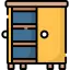 Yellow cabinet with doors