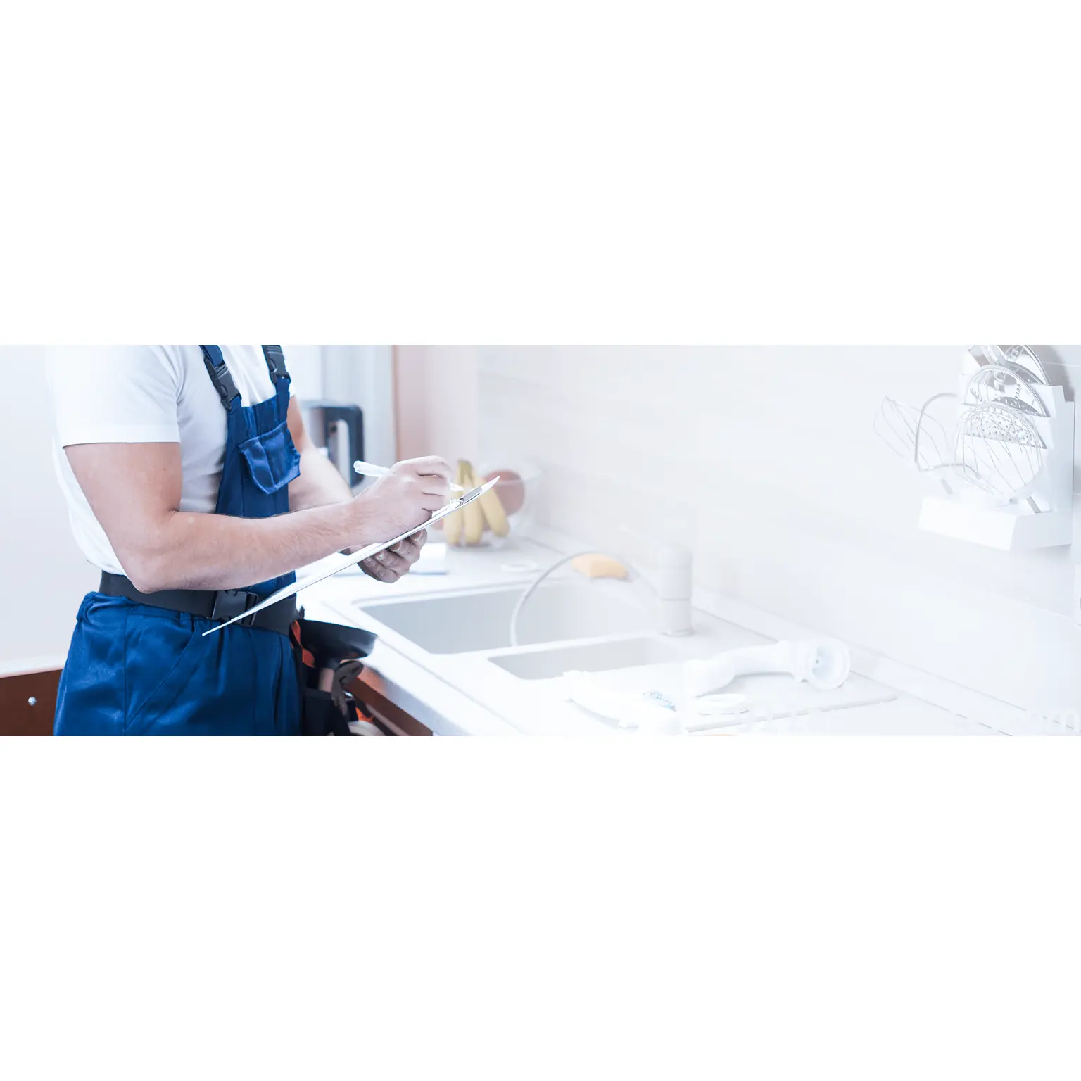 Plumber checking sink list