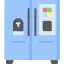 Light blue double-door refrigerator