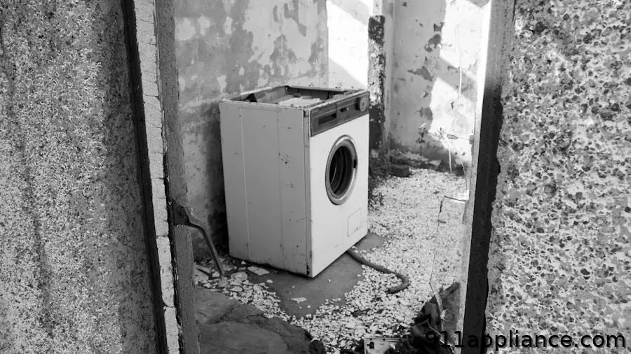 Washing machine in abandoned building