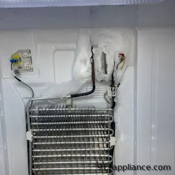 Frozen refrigerator evaporator coils