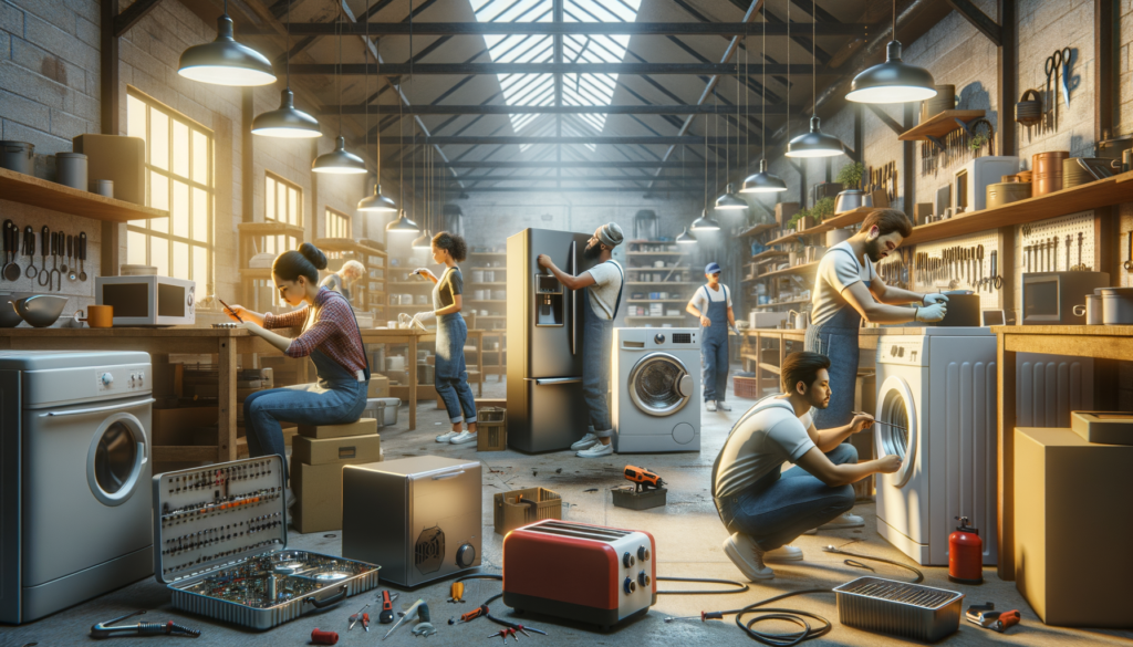 Appliance repair workshop scene