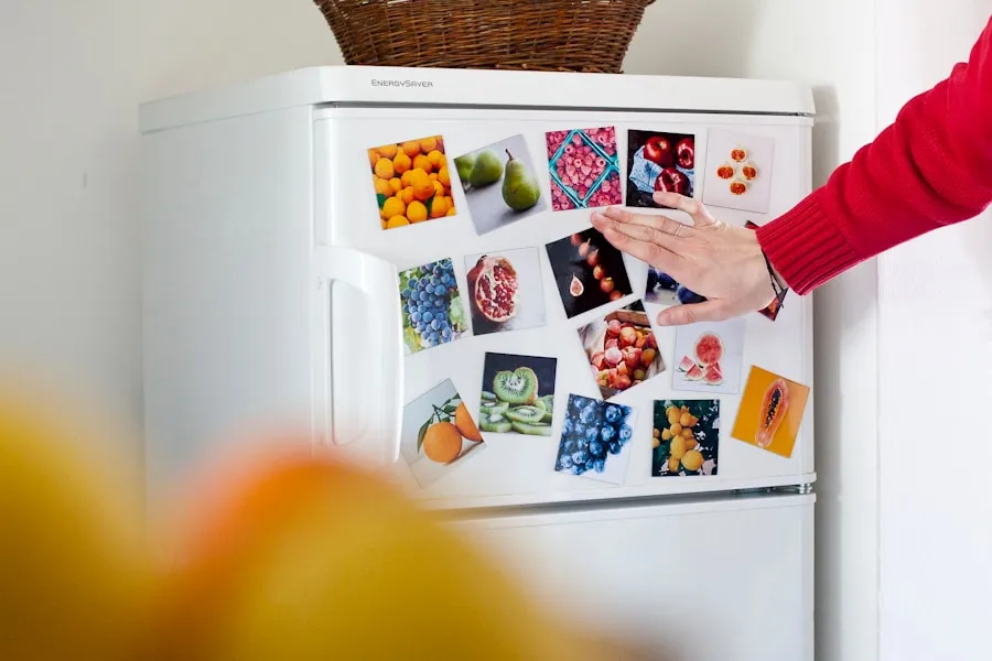 Fridge with fruit photos
