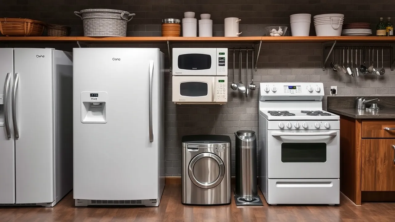 Kitchen appliances with multiple machines.