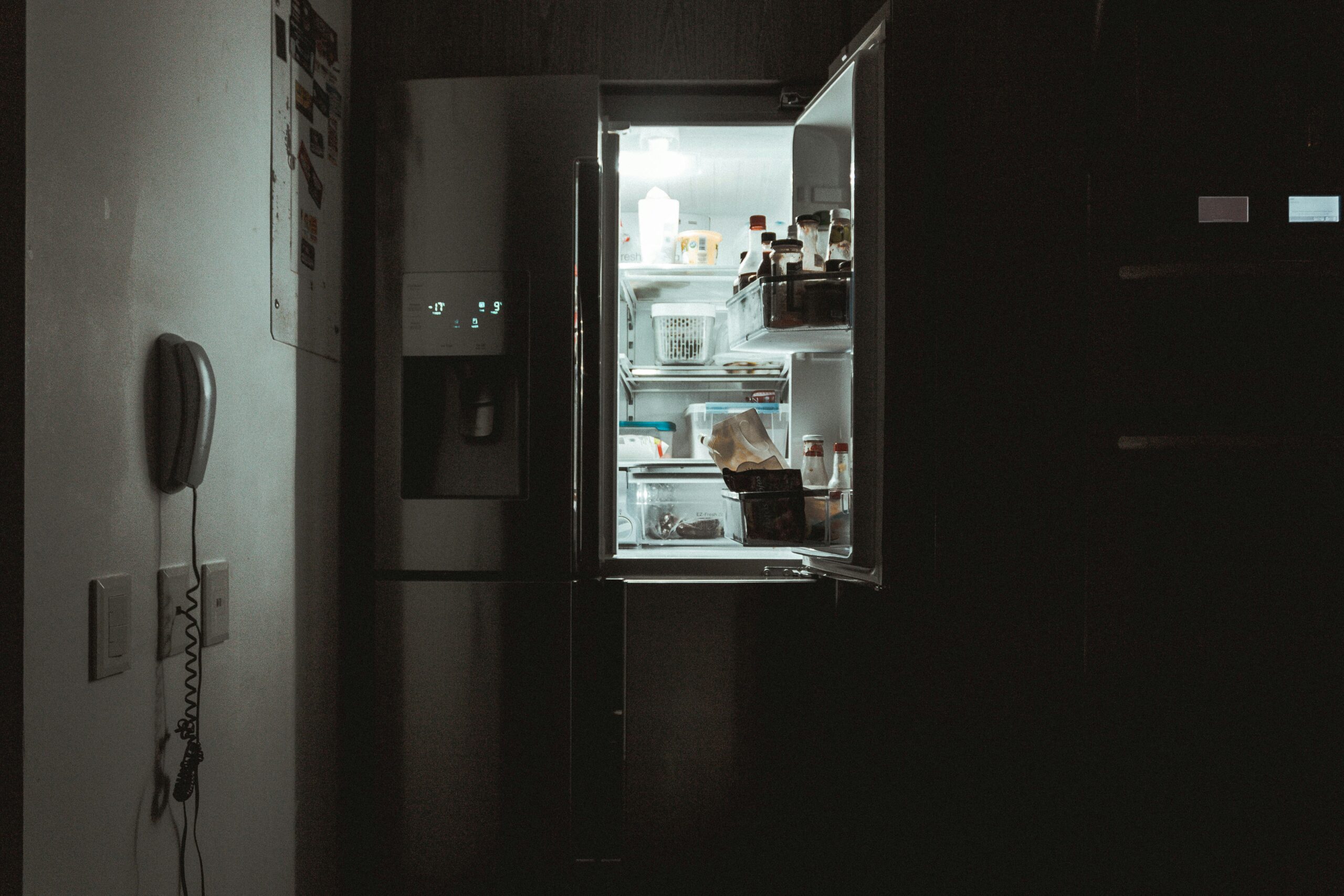 open refrigerator with food