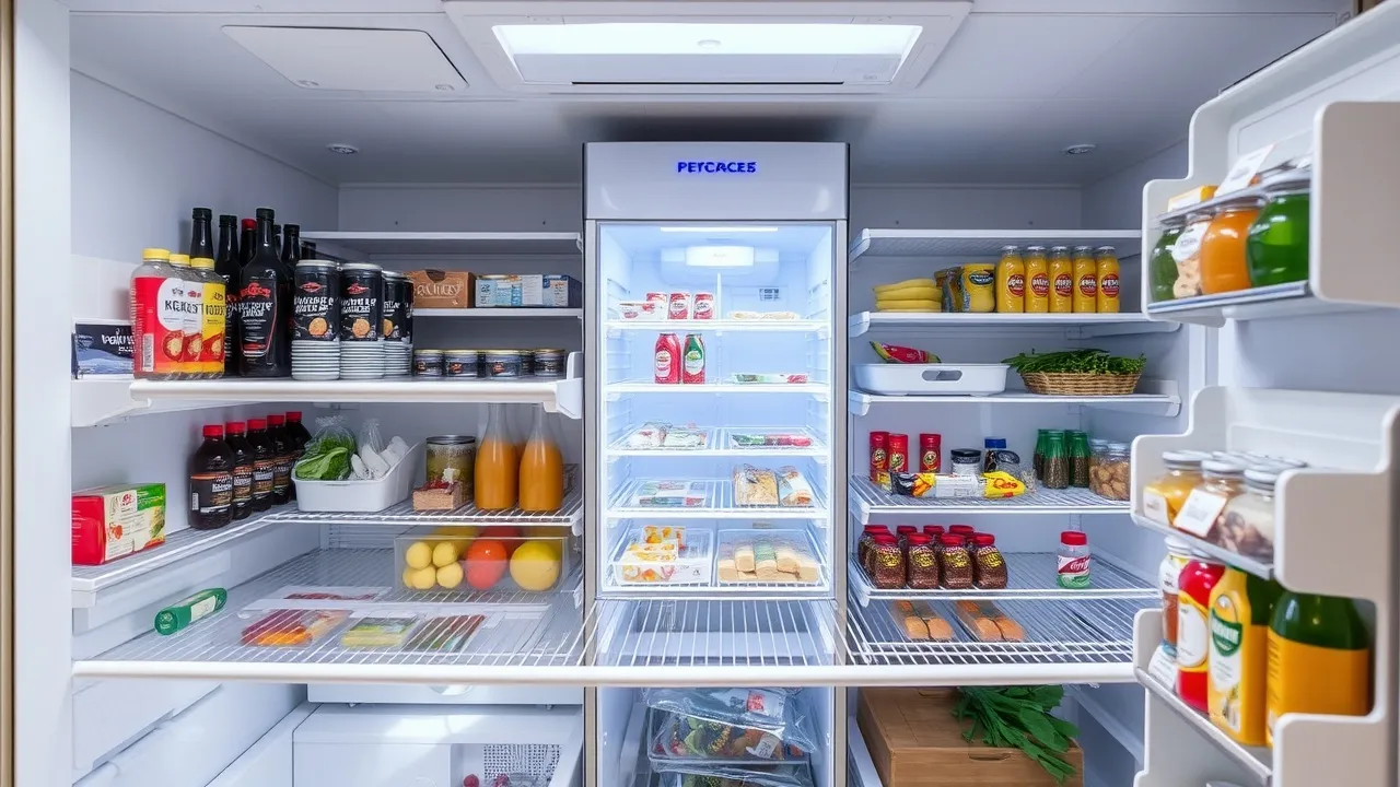 Organized refrigerator with food items