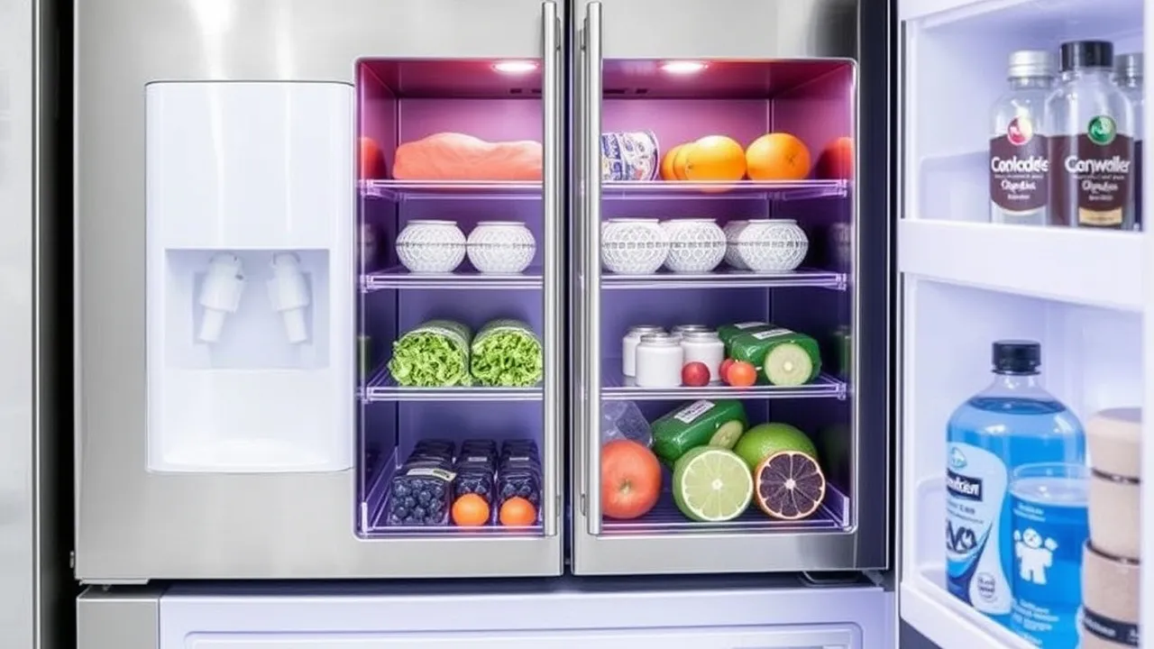 Organized refrigerator with fresh produce.