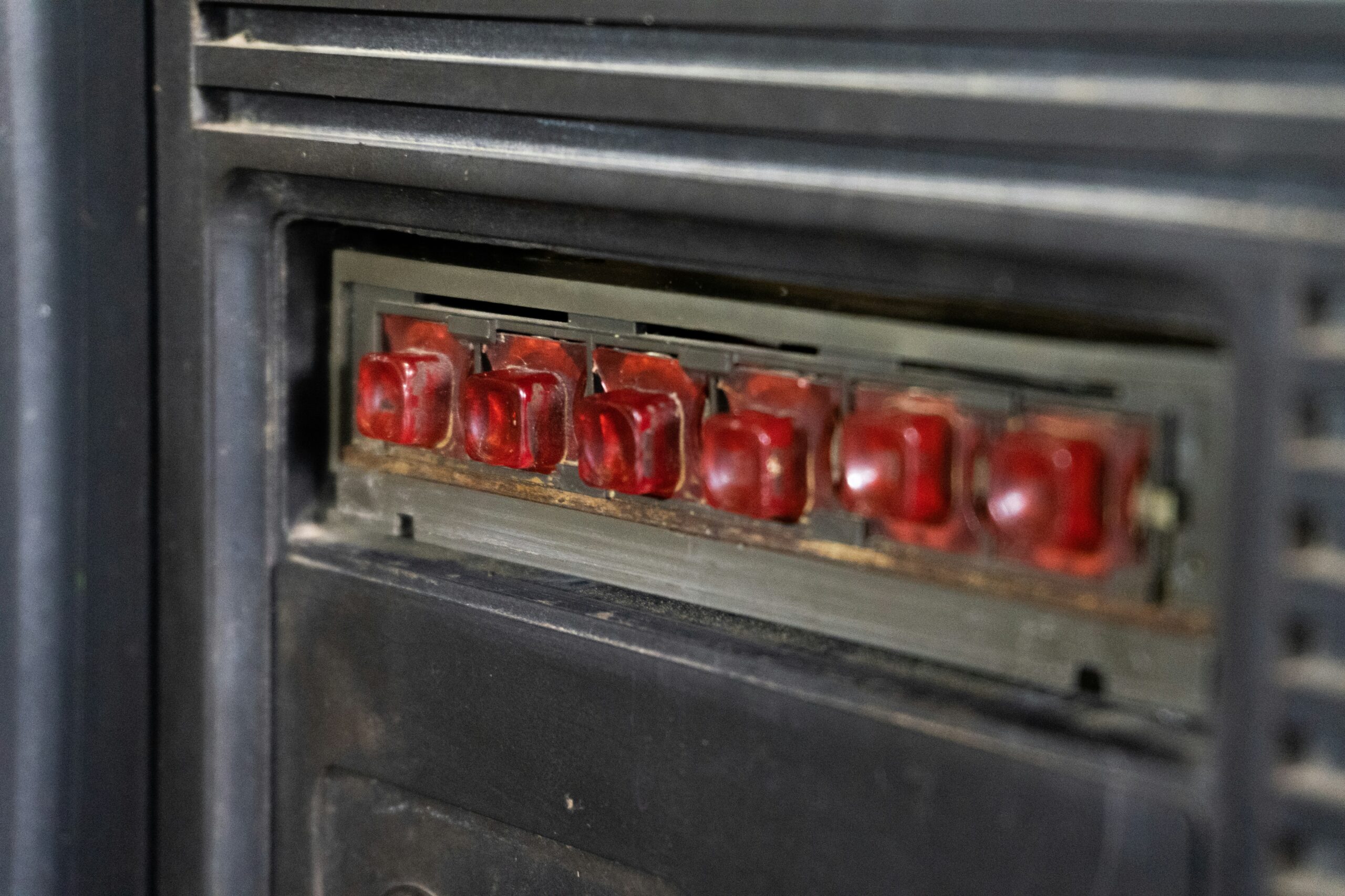 Red indicator lights on panel