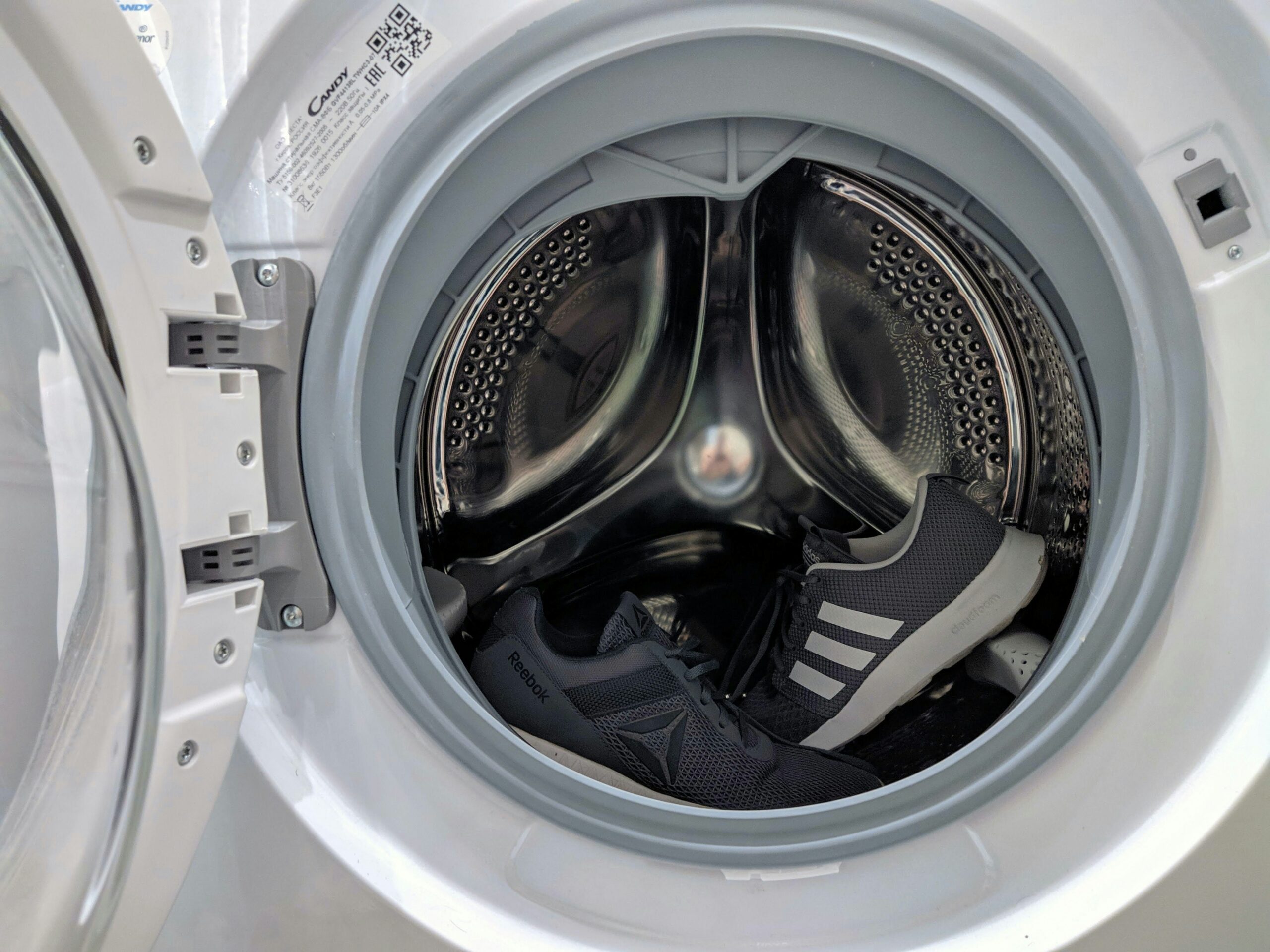 Shoes in washing machine drum