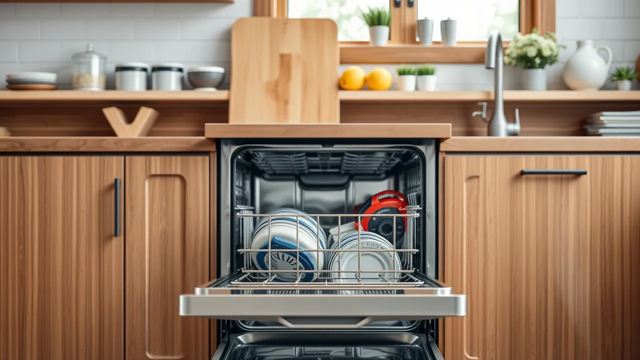 Dishwasher rack with dishes