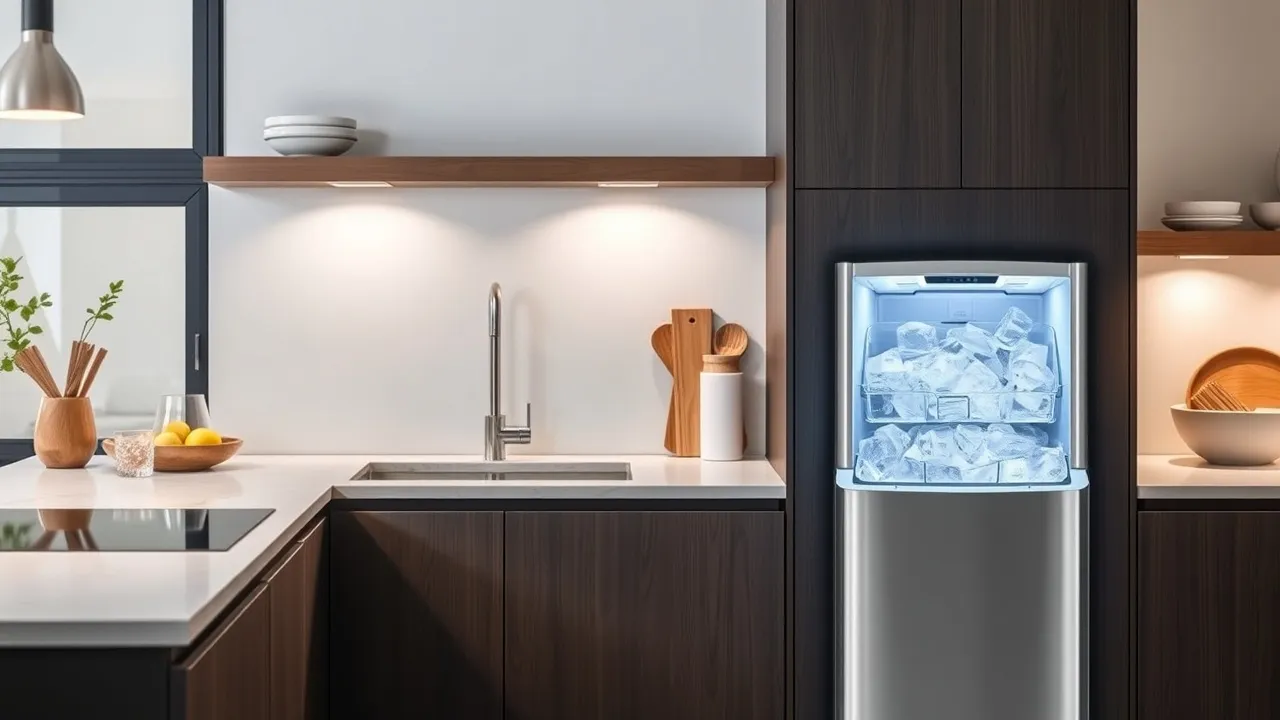 Ice maker in modern kitchen