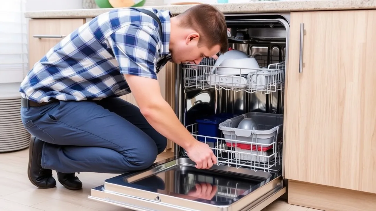Man loading dishwasher rack