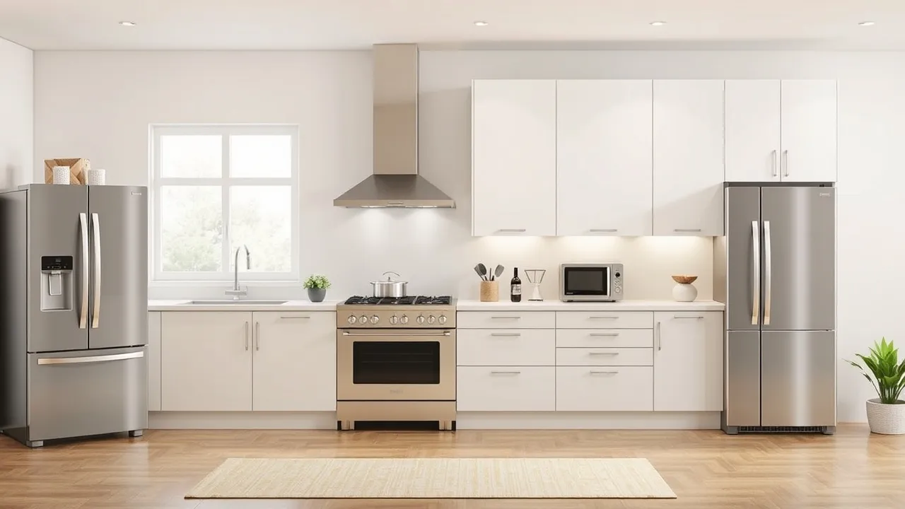 Modern stainless steel kitchen interior.
