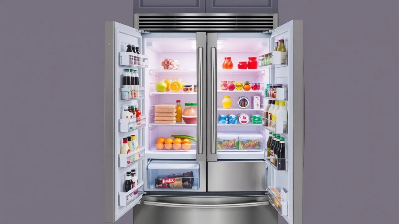 Open refrigerator stocked with food