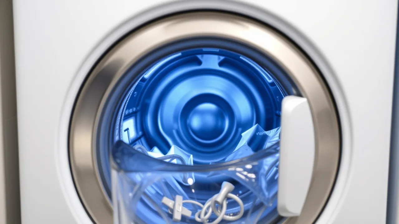 Washing machine with blue light