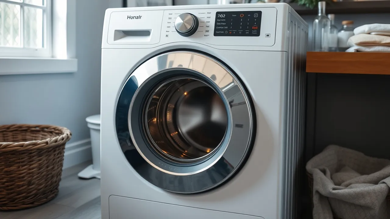 White front-load washing machine