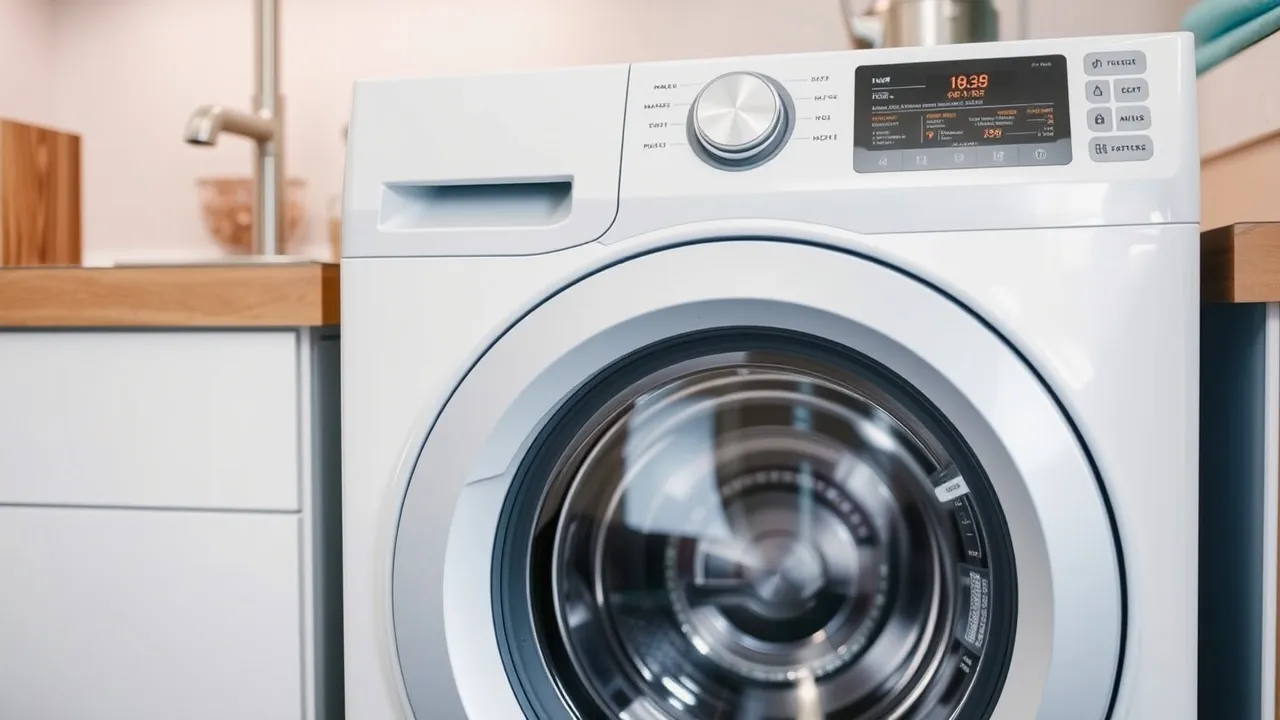 White front load washing machine.