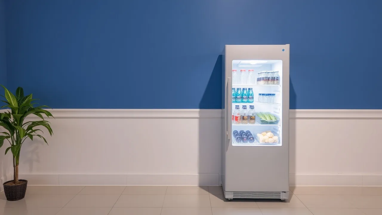 White refrigerator stocked with beverages